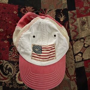 Polo Ralph Lauren USA Flag Patch/Americana Red/White/Cream Mesh Adjustable Hat